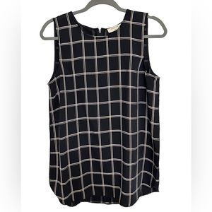 Aritzia Babaton Wieland Navy Grid Blouse (Small)